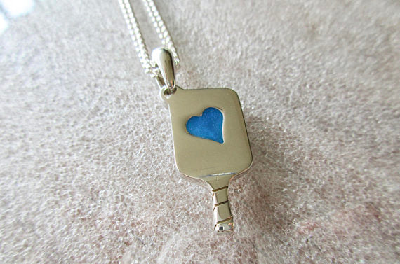 PB&J Acrylic Filled Hearts in Sterling Silver Pickleball Paddle pb14f