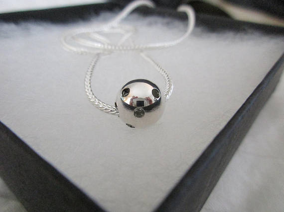 PB&J Sterling Silver Pickleball Charm Ball Pendant (pbc4)