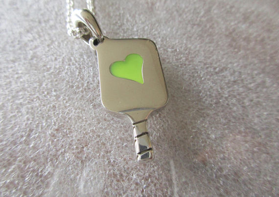 PB&J Acrylic Filled Hearts in Sterling Silver Pickleball Paddle pb14f