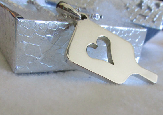 PB&J Sterling Silver Mega Heart Pickleball Pendant (Pb12-2h)