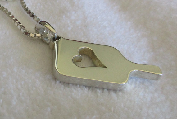 PB&J Sterling Silver Mega Heart Pickleball Pendant (Pb12-2h)