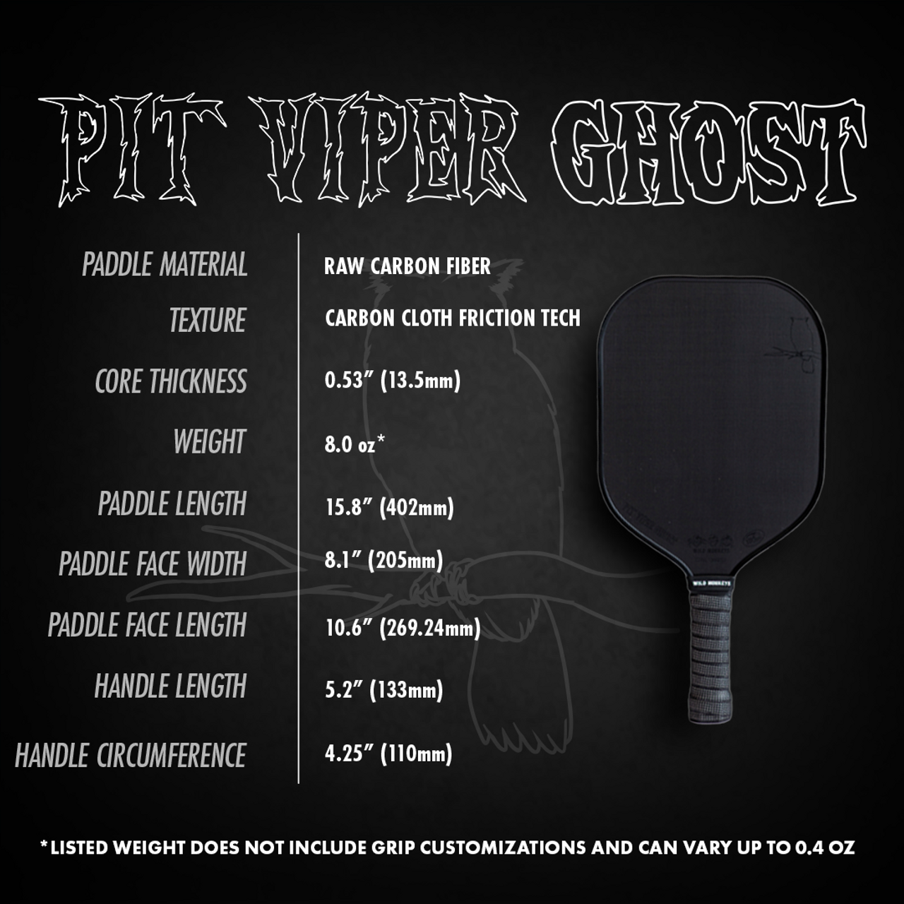Wild Monkeys Pit Viper Ghost Lightweight RAW T700 Carbon Fiber