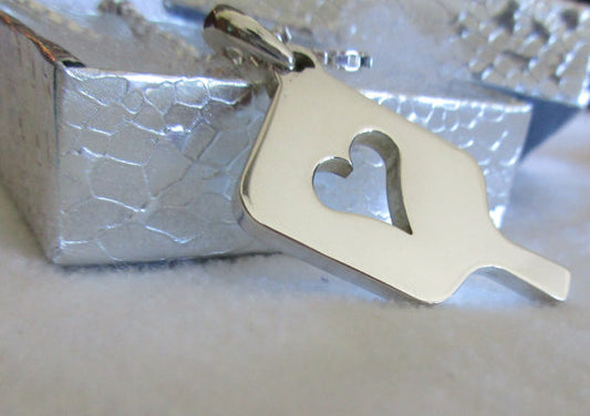 PB&J Sterling Silver Mega Heart Pickleball Pendant (Pb12-2h)