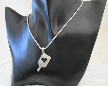 PB&J Sterling Silver Mega Heart Pickleball Pendant (Pb12-2h)